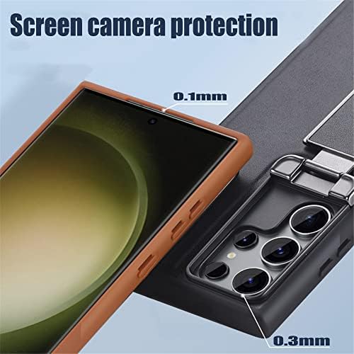 LUNIVOP para Samsung Galaxy S23 Ultra Case Couro [Tampa de flip-capa embutida Lente de câmera Protetor multifuncional] Compatível