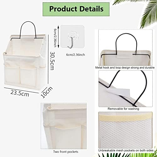 Speusurea New 4 Pack 4 Pack White e Cinza Solvendo Saco de Armazenamento com bolsos, cesta de armazenamento de linho Organizador