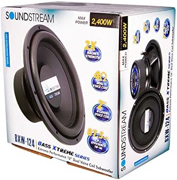 Soundstream BXW-124 Bass Xtreme 2400 Watt 12 polegadas Dual-4 Subwoofer Audio Sub-falante, Black