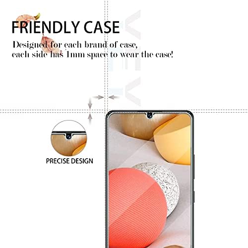 Galaxy A42 HD Protetor de tela de vidro limpo de vidro + protetores de lentes da câmera por Yeyebf, [2 + 2 pacote] [vidro 3D] [livre de bolhas] [anti-Glare] Protetor de tela de vidro para Samsung Galaxy A42