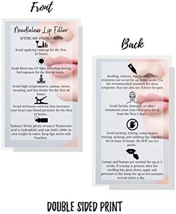 Cartão de Instruções de After cuidados com os lábios sem netleless | 50 pacote | Tamanho do cartão de visita de