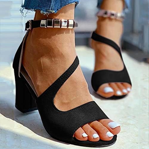 Sandálias Aayomet Sandálias Salto grossa, sandálias femininas abertas de fivela de fivela de fivela de sandálias Sandals