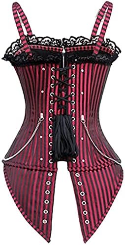 Sinzelimin Corset Tops para mulheres góticas steampunk renda com cintura de tira de roupas íntimas de barra