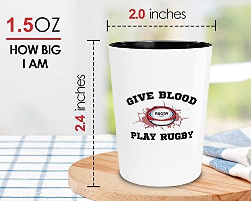 Flairy Land Rugby Shot Glass 1.5oz - Dê o Rugby Play - Black and Cream Rugby Rugby Girls Gift Women Rugby