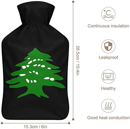 Logotipo de bandeira libanesa garrafa de água quente 1000 ml com tampa macia Removável Saco de injeção de água de pacote frio e quente para pés mais quentes da cama mais quente