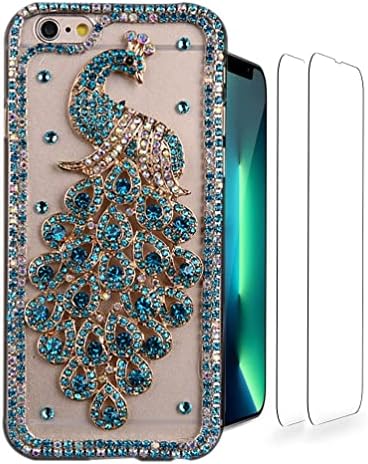Luziun Glitter Design Caixa de telefone compatível com iPhone 14 Pro - 3D Luxury Girls Women Women Shiny Bling Arcado de proteção com