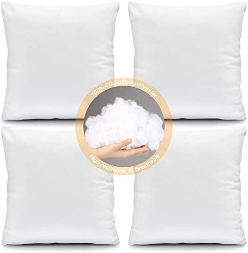 Fixwal 24x24 polegadas Almofadas de travesseiro Conjunto de 4, pastilhas decorativas internas de poliéster branco inserções