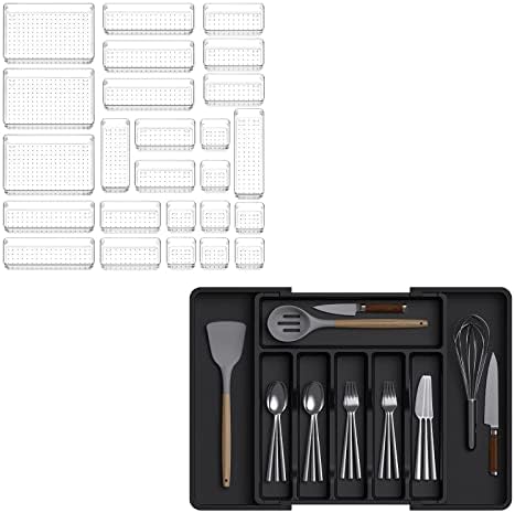 LifeWit 25 PCS Gavet Organizer Set e Organizador de gavetas de talheres