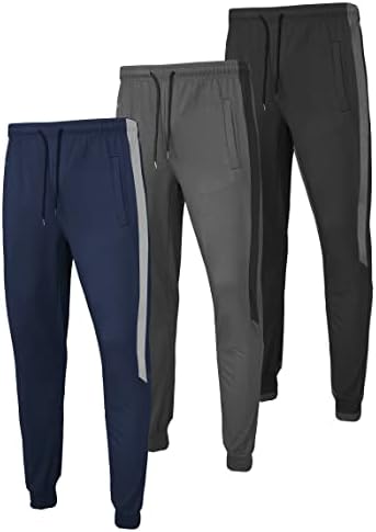 Rpovig Sweetpants Jogadores Jogging Workout: Calças atléticas masculinas com bolsos de 3 peças para corrida de academia