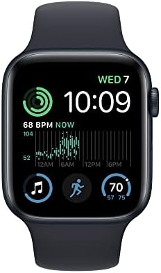 Apple Watch SE - Caso de alumínio da meia -noite com banda esportiva da meia -noite, M/L