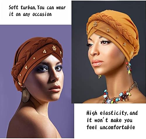 Mulheres africanas Turbano Tw Twisted Breated Braid Head envolve o lenço de quimioterapia pré-amarrado para chapéus de capa de