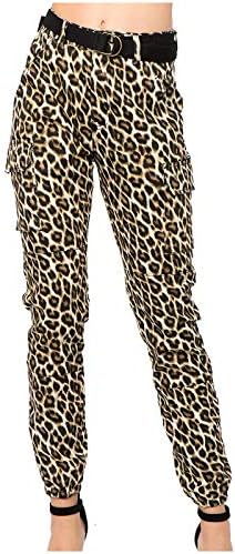 Calfes de camuflagem com cintura alta feminina de cintura alta feminina com cinto combinando