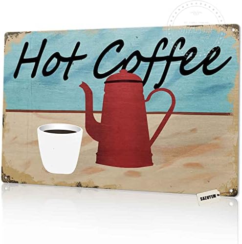 SAZUYEM TIN SIGN RETRO SILHO DE CAFELO QUENTE DE CAFÉ HOME