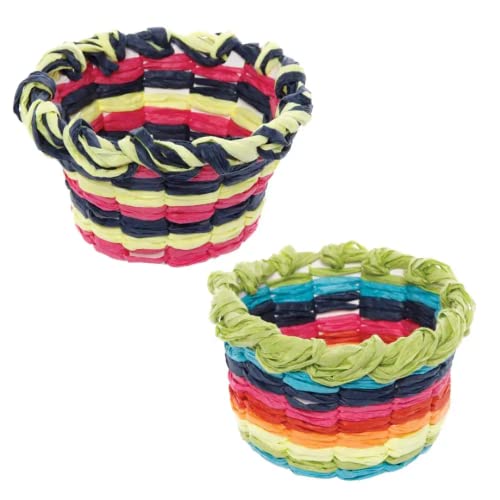 Baker Ross Fe184 Cestas de tecelagem de artesanato Rainbow - pacote de 5, costura introdutória para iniciantes e projetos de artesanato infantil