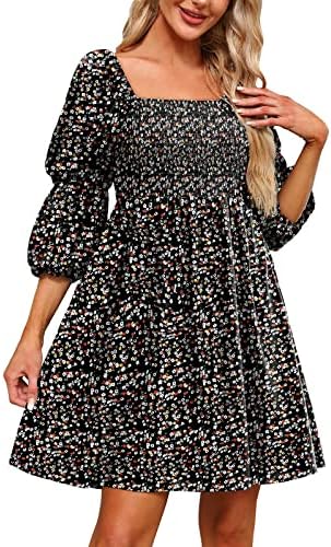 Vestido de verão feminino HCJKDU Posco de puff smock de vestido de manga de flechas feminina