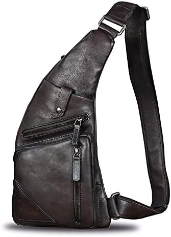 Bolsa de esteira de couro genuína para homens vintage handmade crossbody Daypack caminhando mochila retro crossbody ombro saco