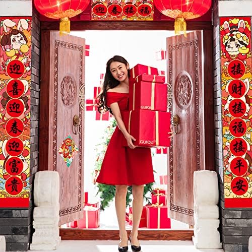 Ano Novo Chinês 2023, 10 PCS Decorações de Ano Novo, inclui 261g de dísticos do festival de primavera chinesa de papel