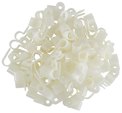 GTSE White Nylon Plástico Grampos de cabo, montagens de parafuso de 3/8 para cabo para cabo, corda, gerenciamento de tubo, 100 pacote