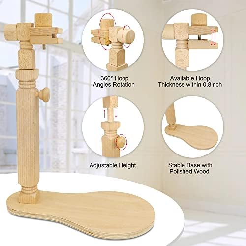 Stand de bordado - colo de ponto de ponto cruzado ajustável, porta -aro de bordado de madeira de faia, suporte de moldura de