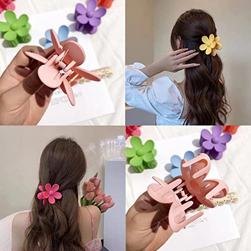 8 PCs Clipes de garra de flores grandes de 2,8 polegadas, 8 cores foste de cabelos grandes clipes para mulheres, não deslize