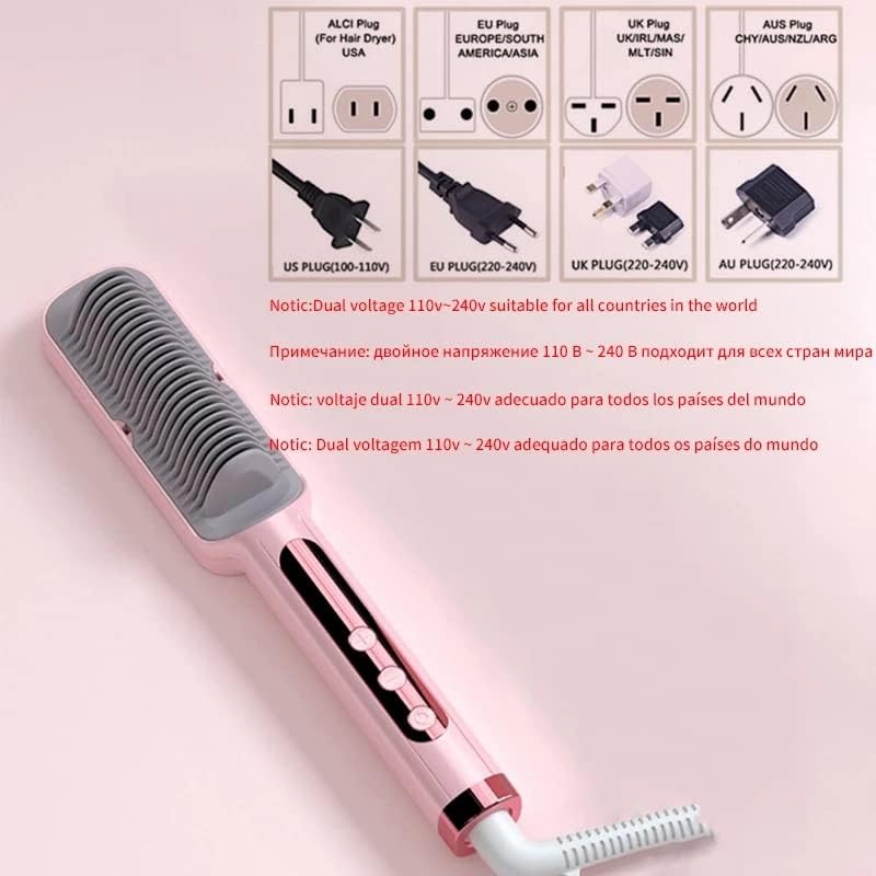 XDKLL Processional Hot Combs Anti-escaldamento Cabelo Cabelo De alisador Creador de cabelo Curador de cabelo aquecido Ministro de cabelo elétrico de escova inteligente