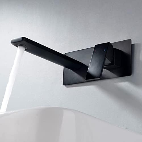 Hauseliebe High Flow Banheiro Torneira Preto, Mistura Quadrada Montada de Parede Mistor de Basin Bats Taps Torneira de Lavatório