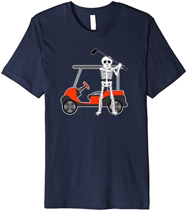 Camisa de esqueleto de jogador de Halloween | T-shirt premium de presente de golfe engraçado