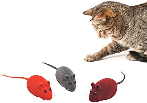 Andiker 3pcs Toy de rato de gato, pisando brinquedos de gato de mouse de mouse 3 cores aleatórias pequenos brinquedos de