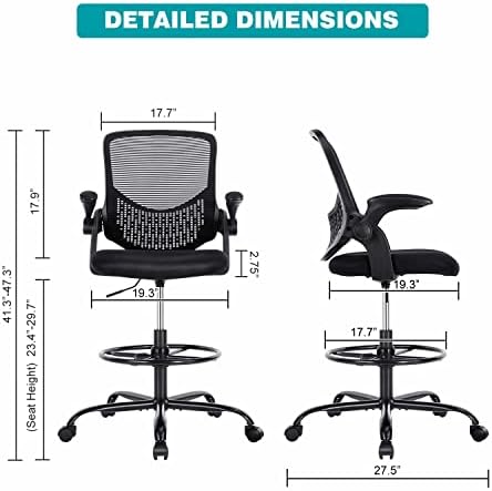 Cadeira alta de escritório, cadeira de desenho, cadeira de mesa em pé, cadeira de malha de escritório alta ajustável, cadeira de laminação