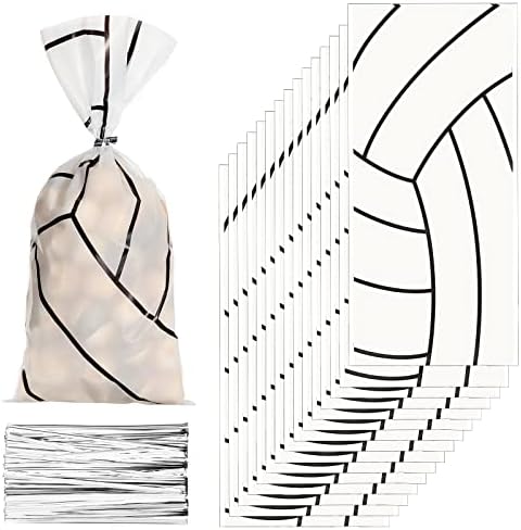 Bolsas de tratamento de vôlei de 100 peças sacos de doces de estampa de vôlei sacos de vôlei plástico sacos de biscoito