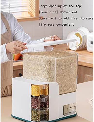 Langca Caixa de armazenamento de arroz doméstico de 22 libras, recipiente de armazenamento de grãos destacável e fácil