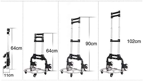Caminhão de mão, dobra o carrinho de alumínio multi -funcional 4 rodadas carrinho portátil carrinho de carrinho de puxar bens