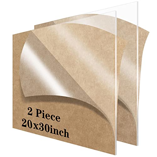 Lesnlok 1/8 folha de acrílico 3mm de espessura 2 pacote 20 x 30 Folha de acrílico claro, use para projetos de artesanato, sinais,