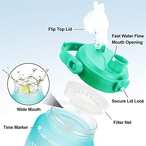 Xiaorui Half galon/64 oz Bottle com marca de tempo inspirador, garrafa esportiva sem BPA, adequada para exercícios, beba água suficiente
