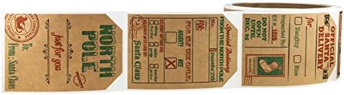 Kraft natural dos adesivos do Papai Noel, tags de presente de Natal de 2 ”x 3” de polegada 100 etiquetas totais