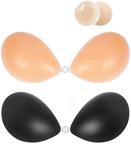 Bras de silicone adesivo, sutiã pegajoso, sutiãs invisíveis para mulheres reutilizáveis ​​sutiã de elevador de mama com tampas de mamilo