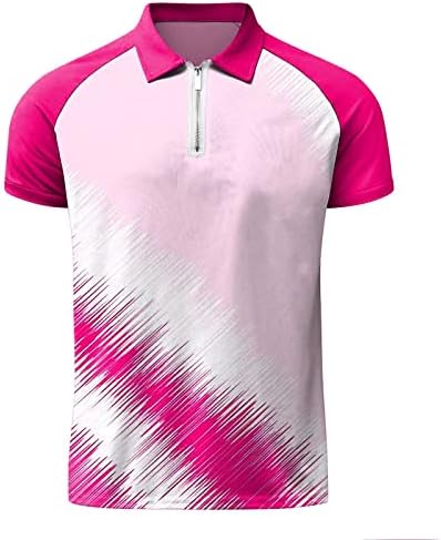 HDDK Mens de manga curta zíper camisetas pólo esportes tênis tênis abstrato colarinho tops de golfe de verão zip pescoço camisa casual