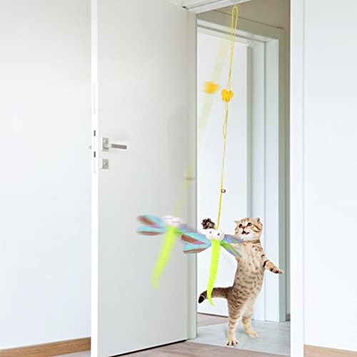 UGPLM auto-excitado brinquedo de brinquedo de gato de brinquedo de gato retrátil para gaiolas de gatos internos, libélula