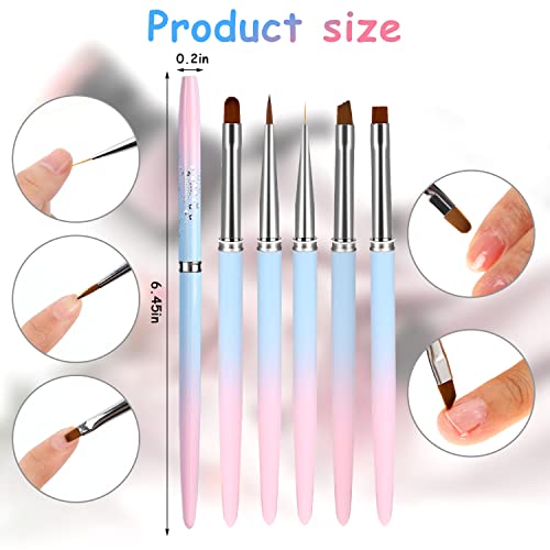 Conjunto de pincel de limpeza de unha 5pcs, manicure unha -arte de removedor de removedor com lineador de unhas pincel de unhas