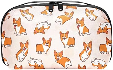 Bolsa de maquiagem rosa Corgis para cães para bolsa portátil de viagem portátil para saco de beleza para as mulheres