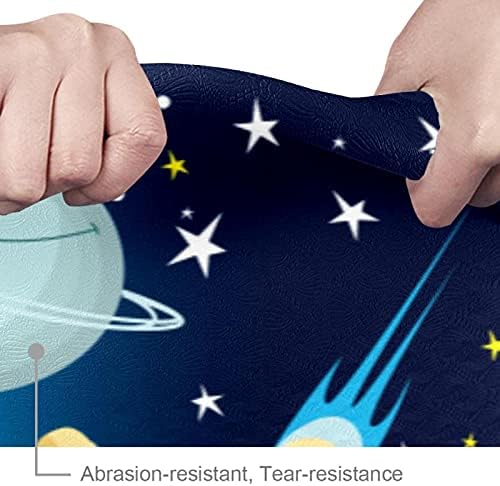Yoga Mat Cartoon Rocket Spaceship Planets Star