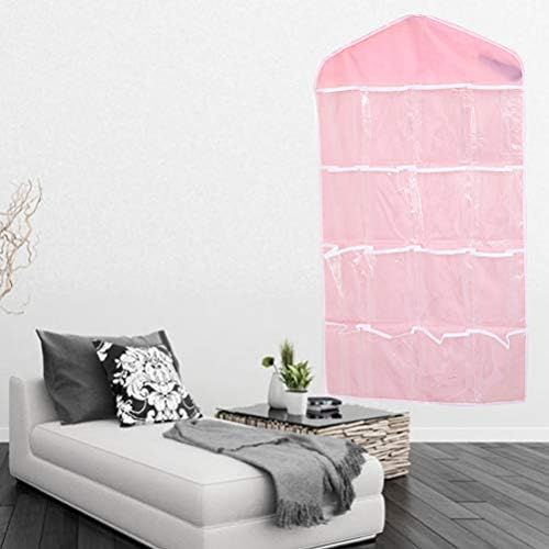 Doitool transparente 16- Grade Guardrobe Panties Meias de roupas de baixo Classificação Bolsa de suspensão de armazenamento (rosa
