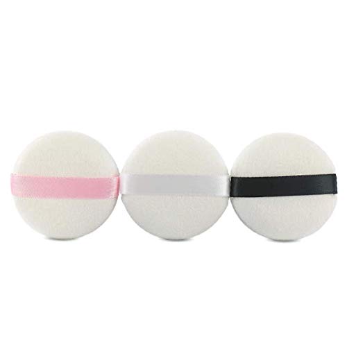 DnHCLL 3 PCs redondo sopros de pó solto, algodão puro puff puff puff puff para maquiagem de rosto ou cuidados com a pele