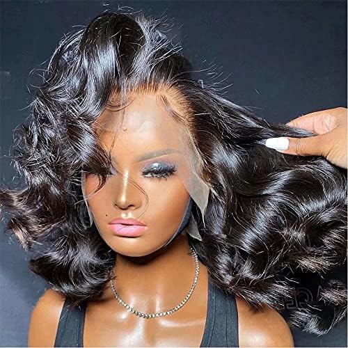 Perucas para mulheres brancas, 180% de densidade de densidade curta ondulada HD Lace Human Human Wigs para mulher negra de gluia