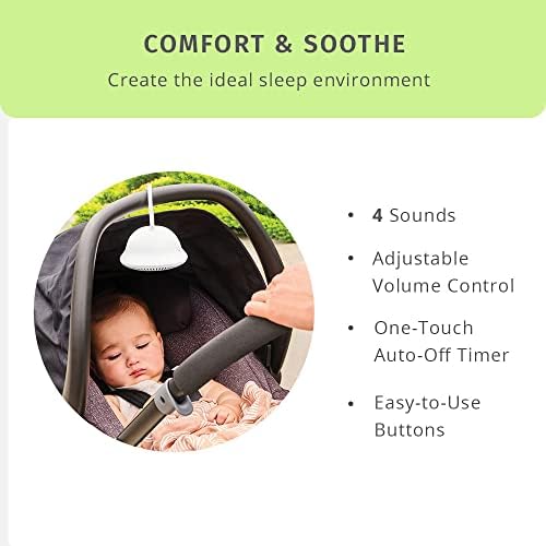 Homedics Sound Machine para bebês e pais em movimento. Máquina de som de ruído branco de clipe integrado com batimentos cardíacos