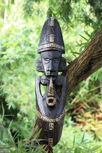 Máscara tribal de fumante de tubo de tikimaster 20 - decoração de parede primitiva | #nmk220150