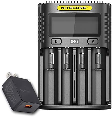NITECORE UMS4 Intelligent USB Four Slot Rápido carregador de bateria para Li-Ion/Ni-MH/Ni-CD/IMR 16340 14500 18650
