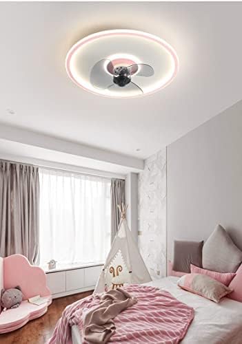 Luzes de teto LED criativas com ventiladores Luz azul rosa para crianças menino menina quarto sala de estar de controle