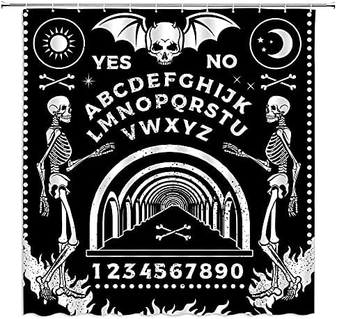 Cortina do chuveiro bruxa Vintage Skeleton Magic Ouija Board Grave Estrada Death Road Horror Skull Devil Fantasy Gothic