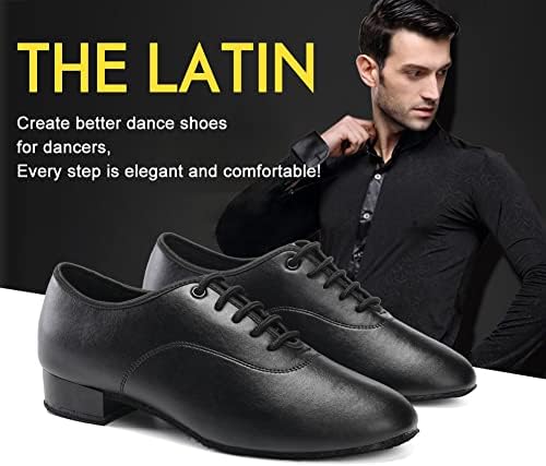 SWDZM Men Sapatos de dança latina Lace-up Salsa Tango Ballroom Modern Professional Performance Practice Dance Shoes, Modelo